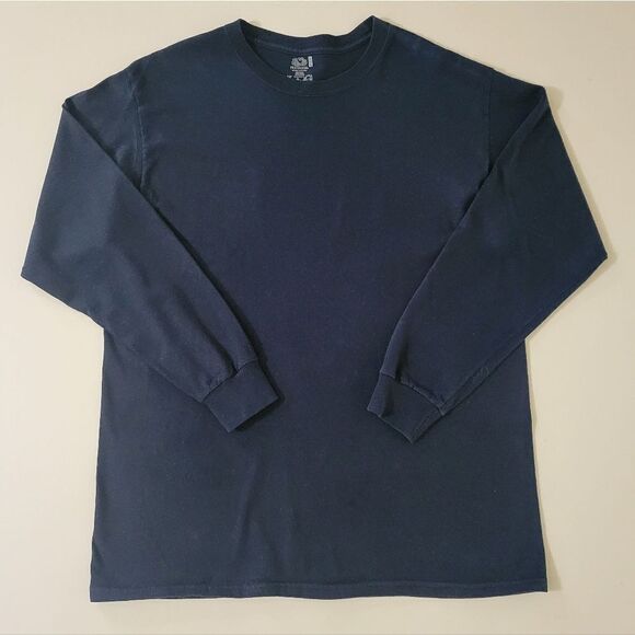 Fruit of the Loom Men's Black Crewneck Long Sleeve Pullover Tee - Picture 4 of 12